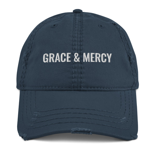 Grace & Mercy Distressed Dad Hat